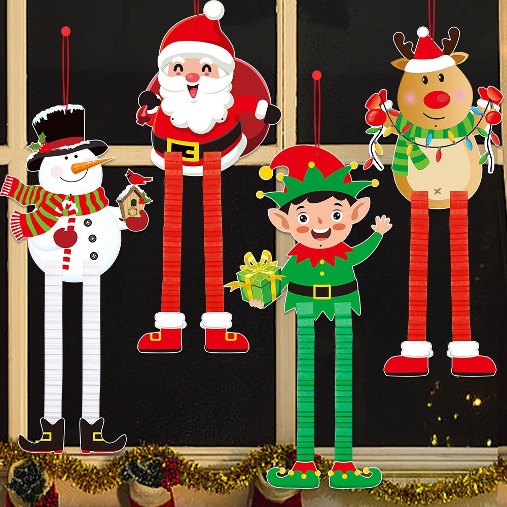 Nuevos productos transfronterizos Navidad colgante retráctil fiesta panal retráctil Santa decoración muñeco de nieve alce