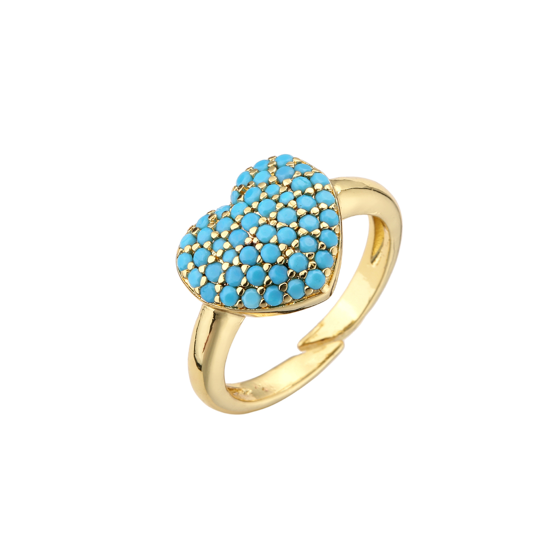 Copper Material Copper Micro-encrusted Zircon Peach Heart-shaped Opening Adjustable Ring