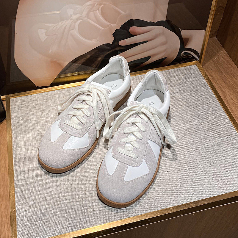 Giày sneaker nữ da thật cổ thấp phong cách tối giản, đế cao su chống trượt — V2 lót nhung, V2 một lớp bên trong