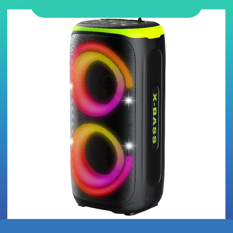 Partyspeaker Bluetooth Speaker Portable Outdoor New Cross-Border Satchel Speaker Dual 4 Subwoofer Colorful