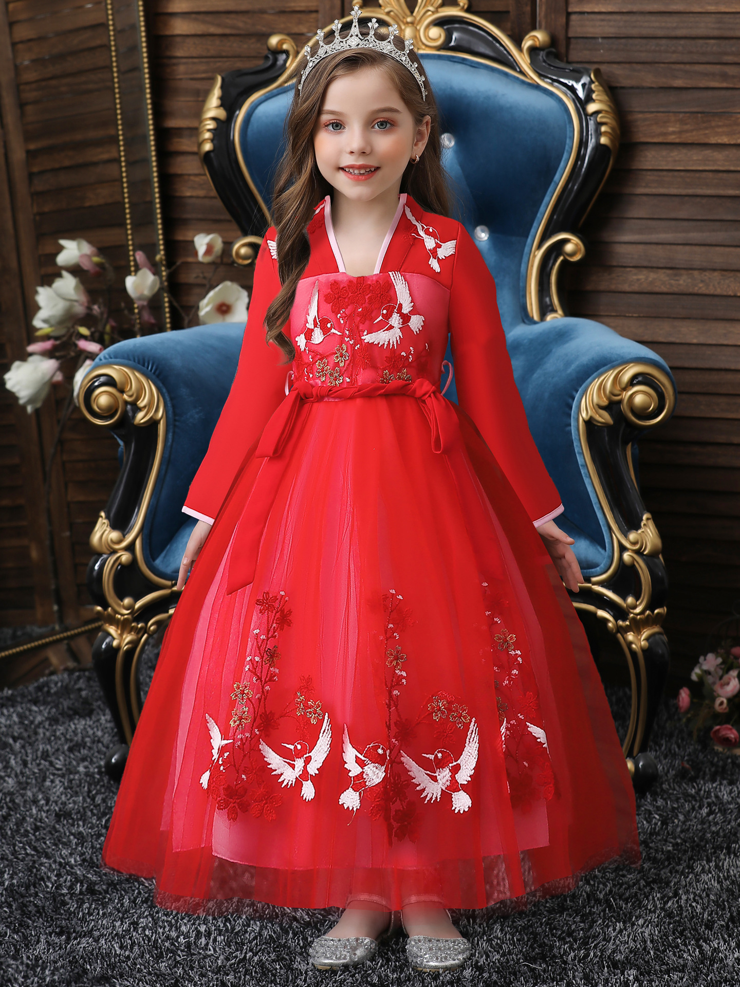 Primavera hanfu niñas nueva Tang Bordado DE LOS NIÑOS traje antiguo Super Hada estilo chino falda 1861
