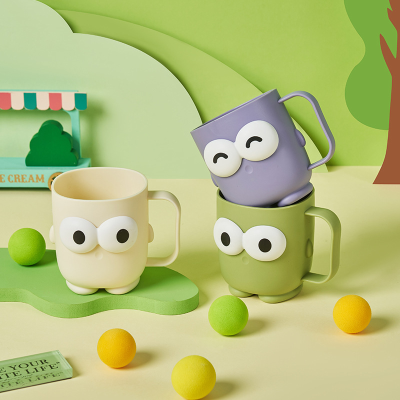 Cute Big Eye Toothbrush Cup For Bathroom Durable Plastic Tumbler_voghion.com