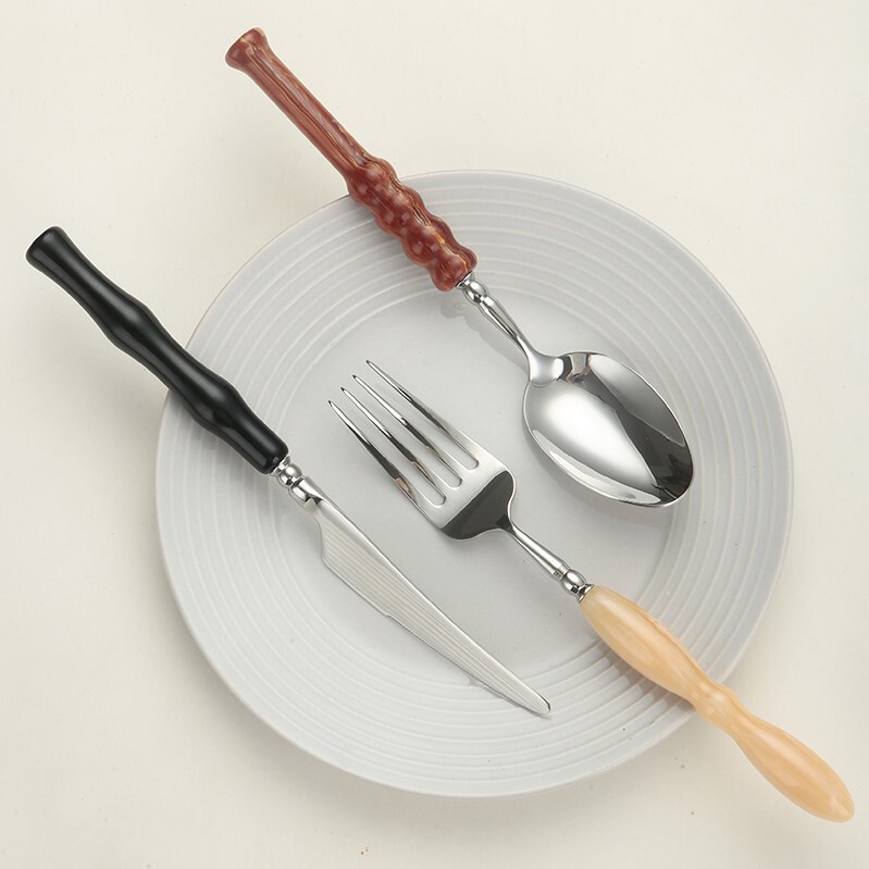 French High-Looking 304 Stainless Steel Western Food Knife, Fork and Spoon Tableware Set Macaron Accessible Luxury Dessert Spoon Fruit Fork