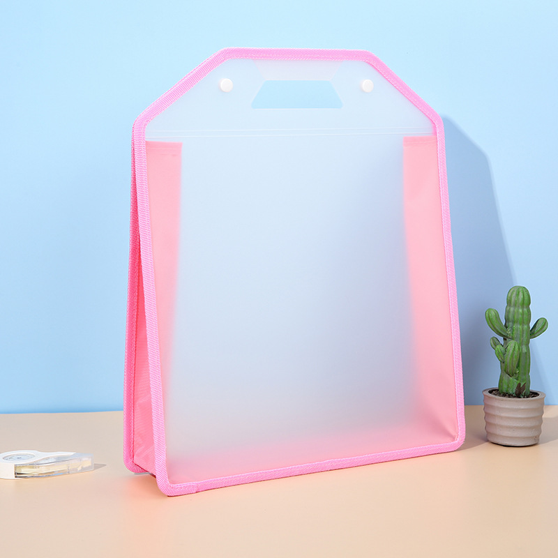 Amazon bolsa de almacenamiento de gran capacidad Oxford Borde de tela bolsa de archivo portátil estudiante Snap esmerilado prueba bolsa de papel al por mayor