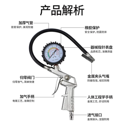Detector Inflator Gun, Air pressure gauge/tire pressure gauge