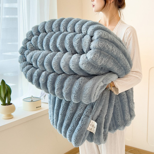 Fuzzy blanket striped nap blanket sleeping blanket cover blanket winter thick fuzzy blanket four seasons