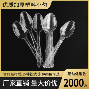 Disposable Spoon Thickened Plastic Small Spoon Yogurt Dessert Small Spoon Take-out Packing Fast Food Spoon Transparent DS1 Large Soup