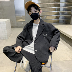 男童秋裝套裝2023新款兒童西服兩件套男孩洋氣春秋季休閒中大童裝