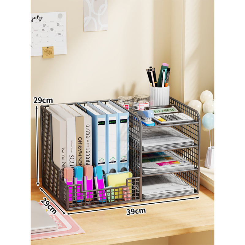 ファイル収納ラックデスクトップ事務用品収納ラックA4紙ファイル本棚フォルダーファイルデスク多層|undefined