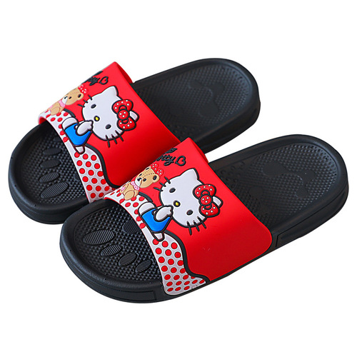 Three Lio Girls Spring and Summer New Kids Red Non-slip Home Indoor Household Cartoon Beach Swimming Pool Slippers