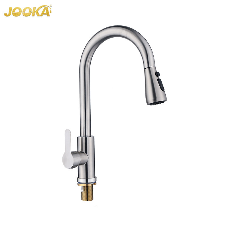 Foreign Trade Company Exports Pull-Out Kitchen Faucets with Brushed 201 Finish, Convenient Water Dispensing, Classic and Simple Design, Affordable Price