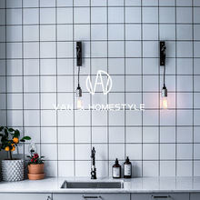 现代 简约卫生间瓷砖黑白灰小瓷片厨房墙面砖浴室厕所小白砖