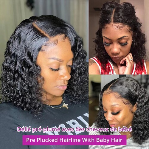 Lace Front Wig Transparent Front Glue Free HD Human Hair with Baby Pre-Pull Hairline Density Brazilian Wig