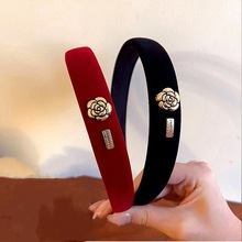 2024新年韩国山茶花发卡高颅顶发箍简约气质头箍网红新款发饰头饰