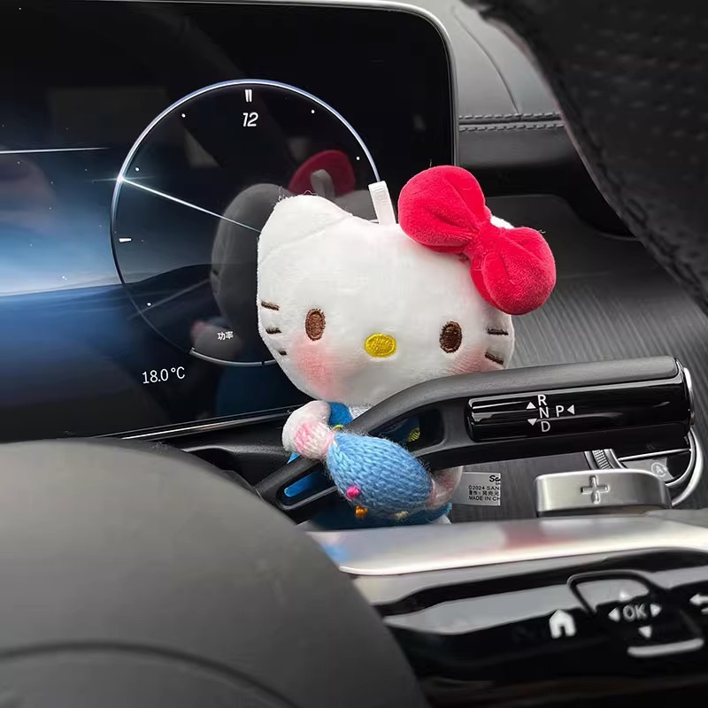 Cute Kt Kitten Plush Toy Car Wiper Light Decoration Car Dashboard Ornament Cute Interior Decoration