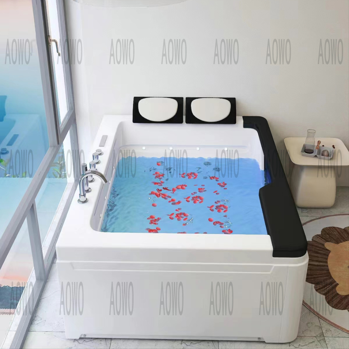 Acrílico pareja de surf jacuzzi cortina de agua cascada bañera doble 1700 * 1200 bañera doméstica