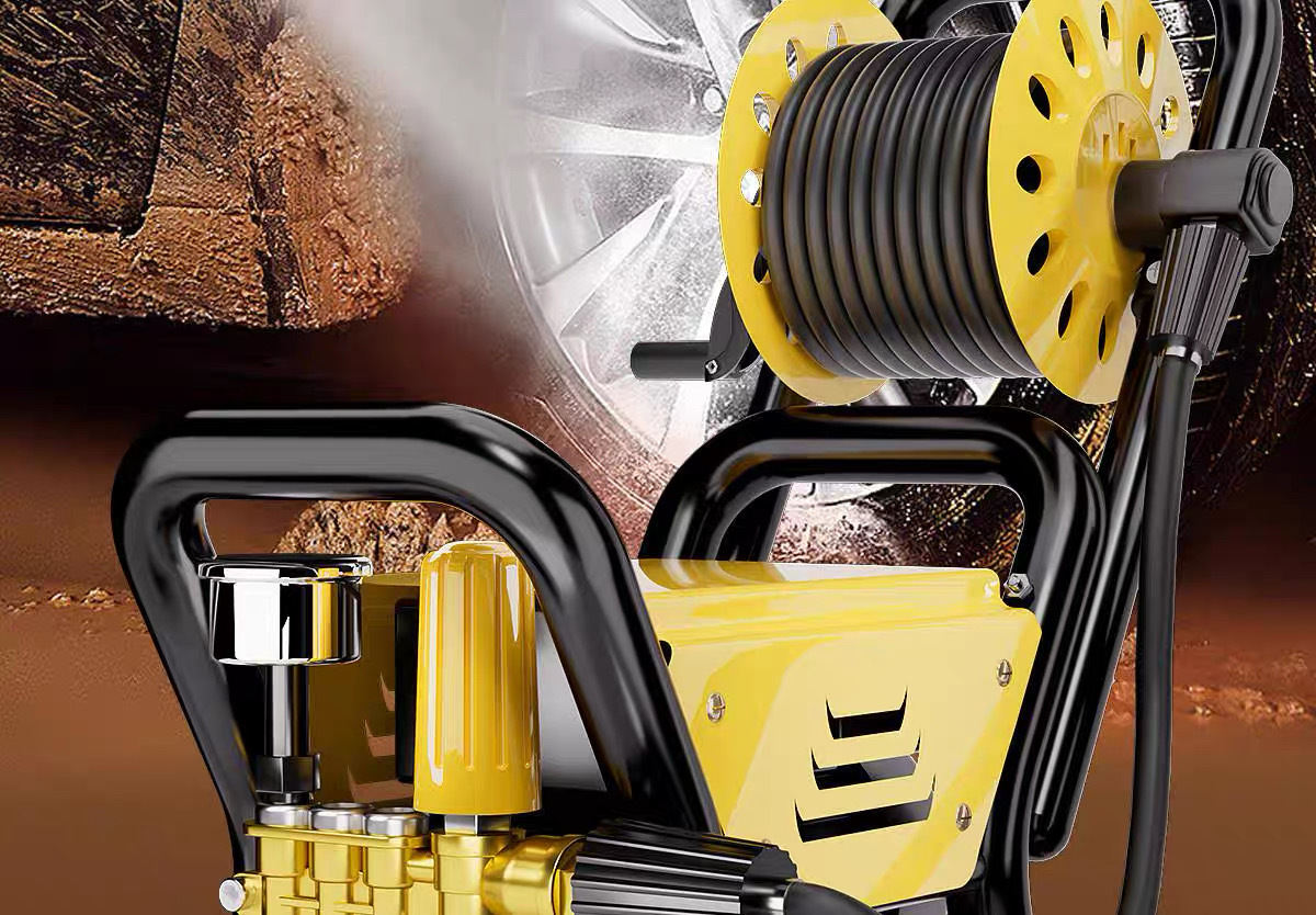 Small yellow car ultra-high pressure car washing machine 220V water gun high-power home commercial cleaning machine portable pressurized car washing