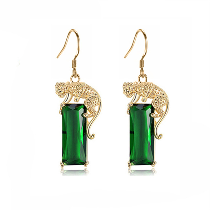 Insieme caldo della collana del leopardo di volo del pendente della tormalina verde smeraldo intarsiato del leopardo dell'oro di modo di stile di Longrui_voghion.com