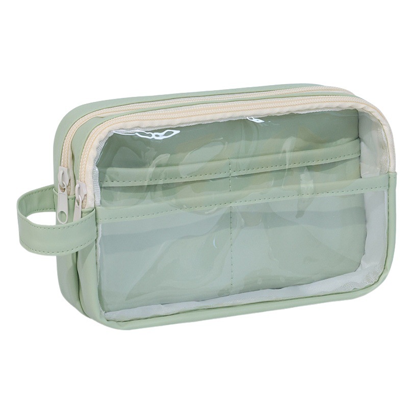 Nueva bolsa de papelería de estilo ins especial de estudiante de escuela primaria de alta apariencia caja de lápiz transparente de gran capacidad simple separada