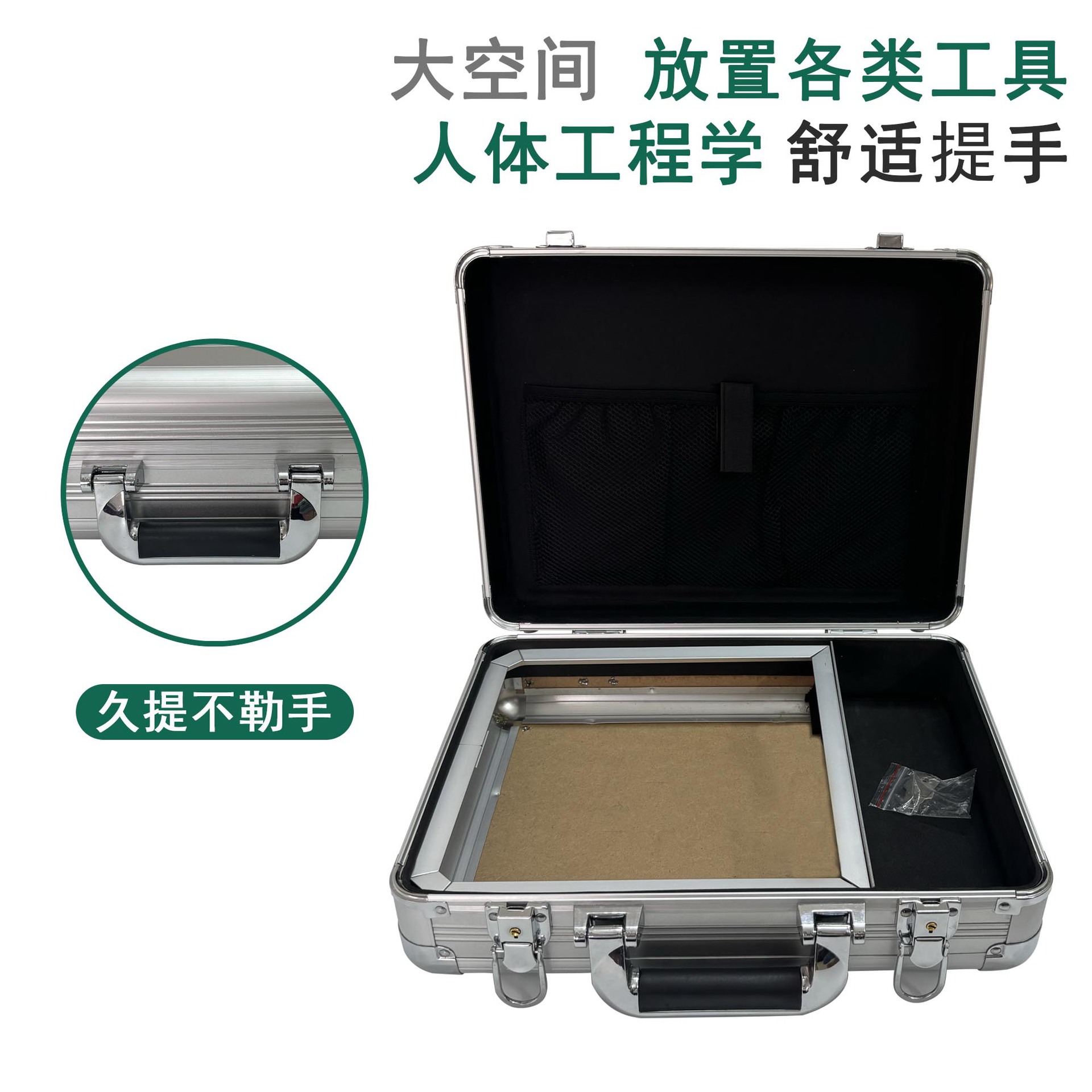 Caja de instrumentos de belleza, maleta de aleación de aluminio, caja de herramientas de material grueso, forro de esponja, amortiguación y compresión