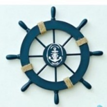 地中海挂饰28公分带网木质船舵工艺品方向盘舵手墙面装饰壁挂
