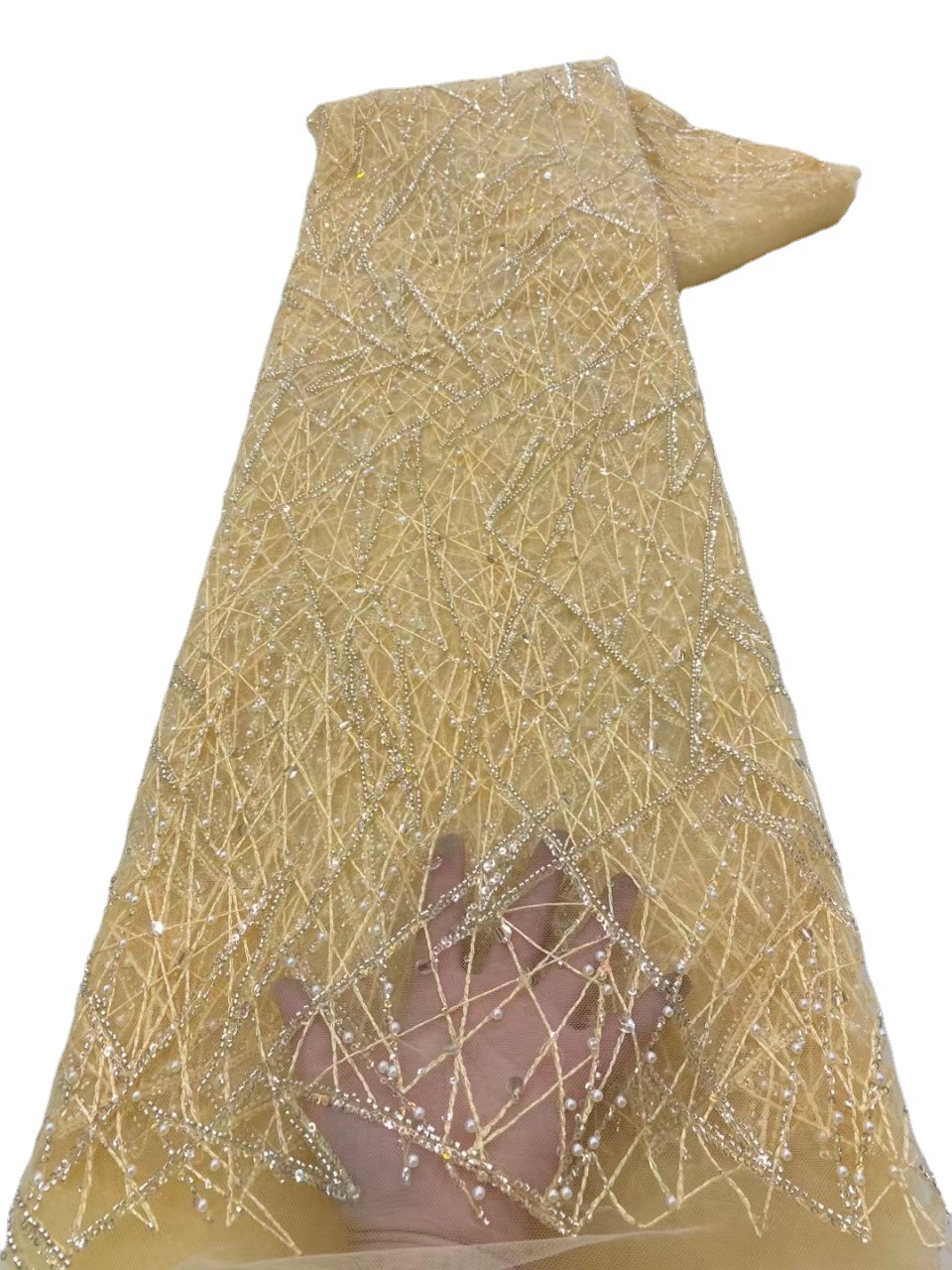 Vestido DE BODA francés tubo de cuentas bordado de tela desordenada rayas burbuja cuentas lentejuelas encaje boda banquete vestido tela JX3079