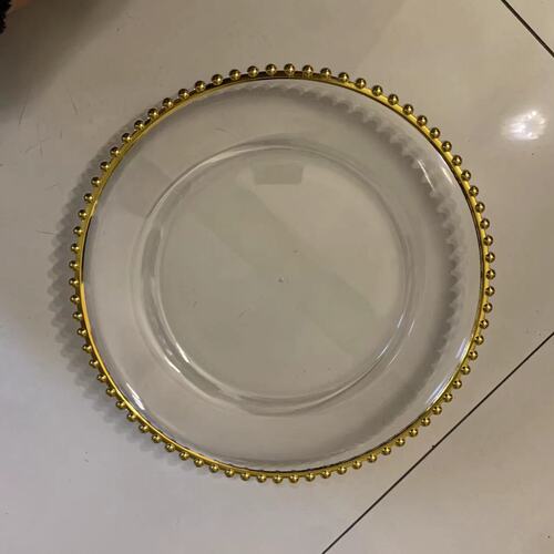 Classic transparent bead edge plate fruit plate wedding banquet plate European home decoration tray pastry snack plate