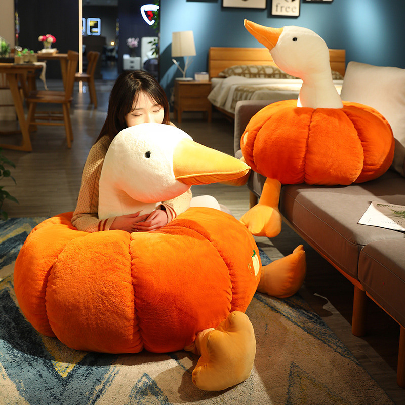 Cute Pumpkin Duck Plush Toy Bed Sleeping Doll Little Duck Doll Birthday Gift Female Living Room Cushion Cute Pumpkin Duck Plush Toy Bed Sleeping Doll Little Duck Doll Birthday Gift Female Living Room Cushion