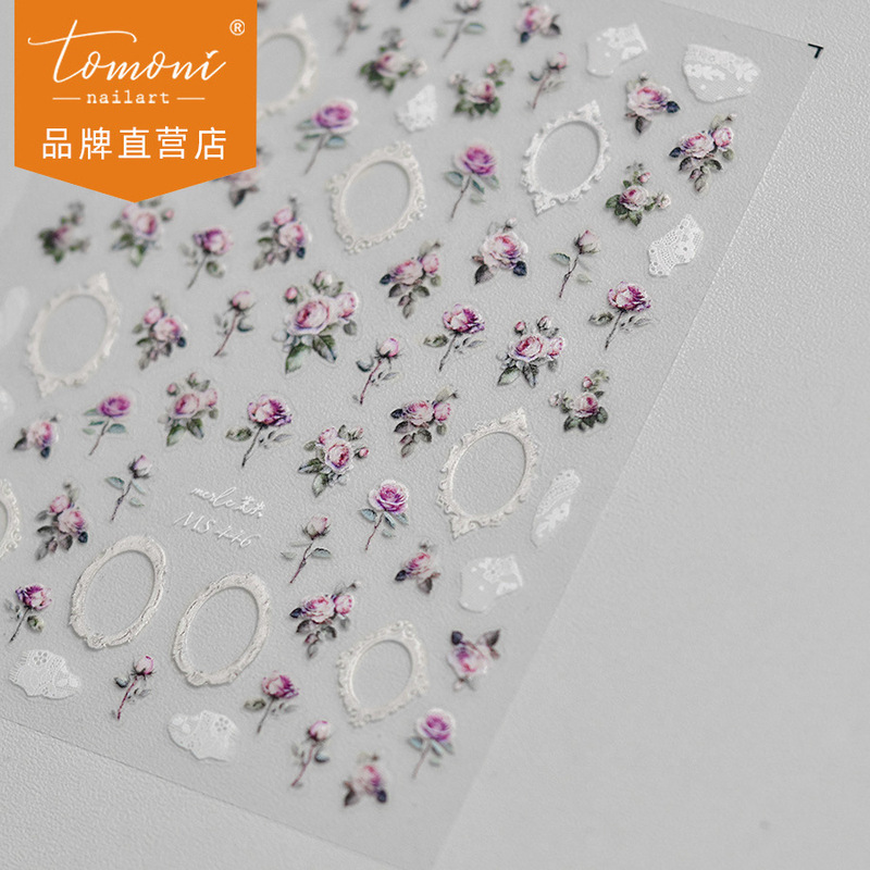 tomoni thin tough nail stickers no loss cooperation Japanese retro nail stickers Wholesale rose butterfly MS437 tomoni thin tough nail stickers no loss cooperation Japanese retro nail stickers Wholesale rose butterfly MS437