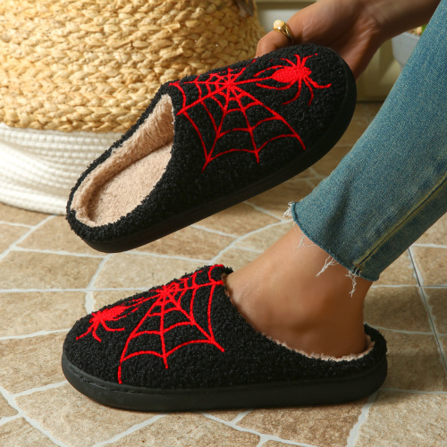 New Halloween Spider Cartoon Warm Winter Cotton Slippers for Men and Women, Couple Home Interior Cotton Slippers Wholesale