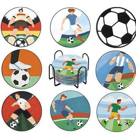 Posavasos de pintura de diamantes de diamantes de diamantes completos transfronterizos hechos a mano almohadilla de aislamiento térmico de diamantes de punto de acrílico redondo de bricolaje fondo de corcho antideslizante posavasos