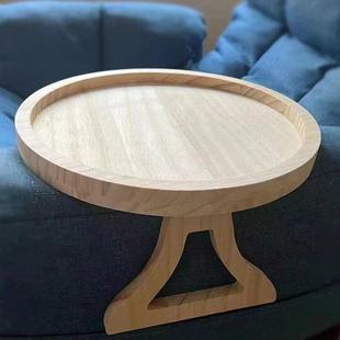 Original Bamboo Wood Color Lazy Sofa Armrest Tray Portable Foldable Sofa Armrest Round Tray