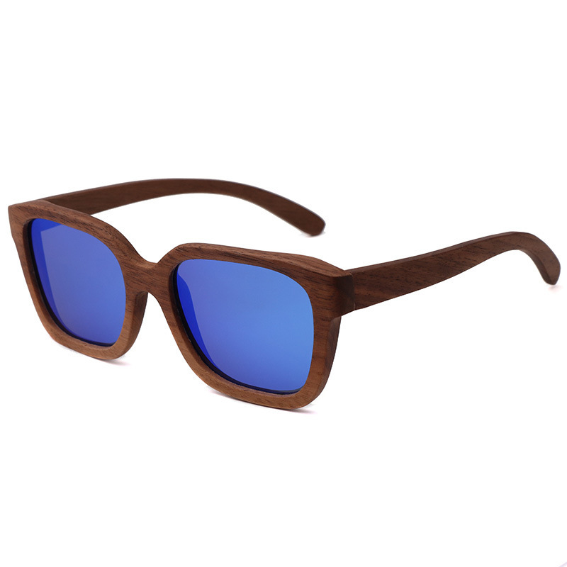 2021 retro round face frame bamboo glasses adult outdoor riding polarized sunglasses factory spot