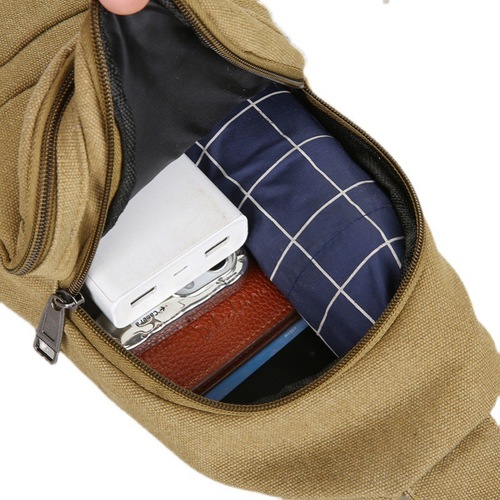 Cross-border wholesale new canvas chest bag for men, fashionable outdoor casual crossbody bag, large capacity men's small chest backpack