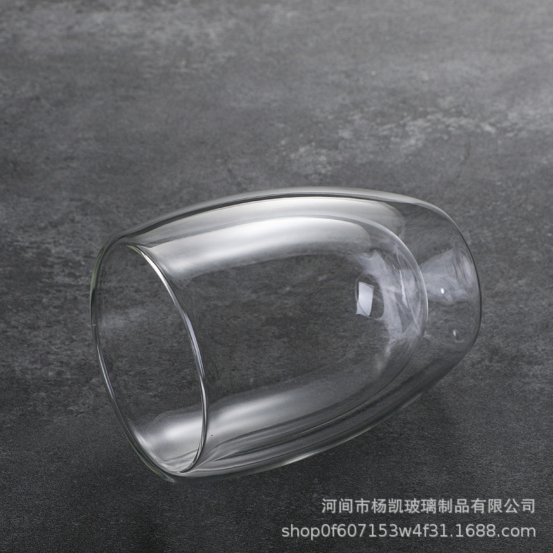 Taza de vidrio de doble capa transfronteriza Taza de café transparente con alto borosilicato Taza en forma de huevo Taza de fruta Taza de té de flores con aislamiento térmico de doble capa