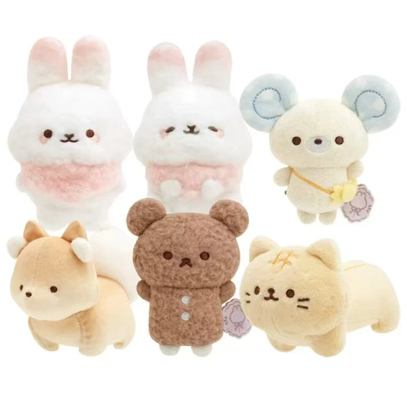 日系新款棉花糖兔子狐狸系列毛绒玩具甜品猫咪少女心包包挂饰礼物