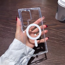 适用三星S25Plus磁吸手机壳S24ultraMagSafeS34无线充S23支架潮流