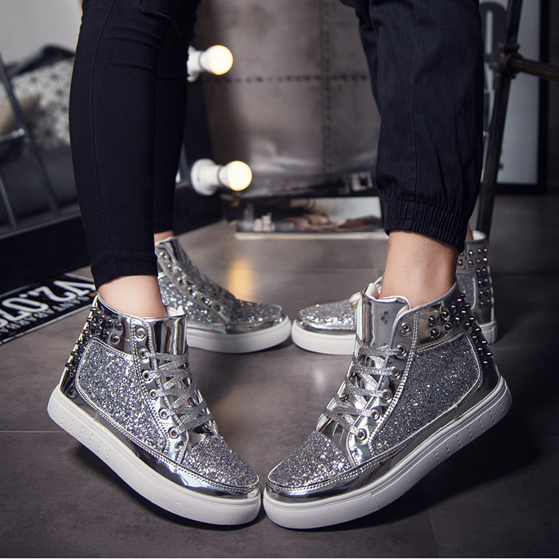 Men's high top autumn and winter new Korean version nightclub personalized board fashion ins trendy Leather shoes_voghion.com