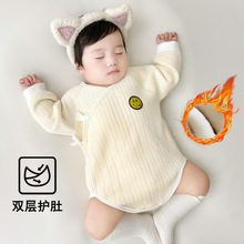 婴儿加绒包屁衣春秋冬新生儿衣服加厚初生宝宝护肚连体衣保暖睡衣