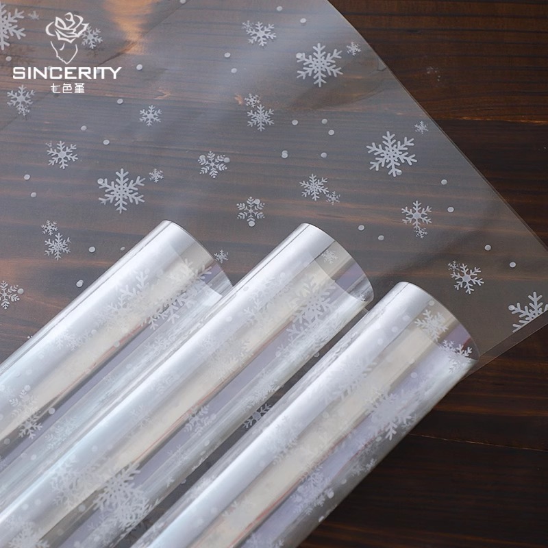 Papel de embalaje de Navidad de siete colores de cordierita, papel de vidrio de nieve, manzana de paz, embalaje de regalo, papel de embalaje de manzana impermeable