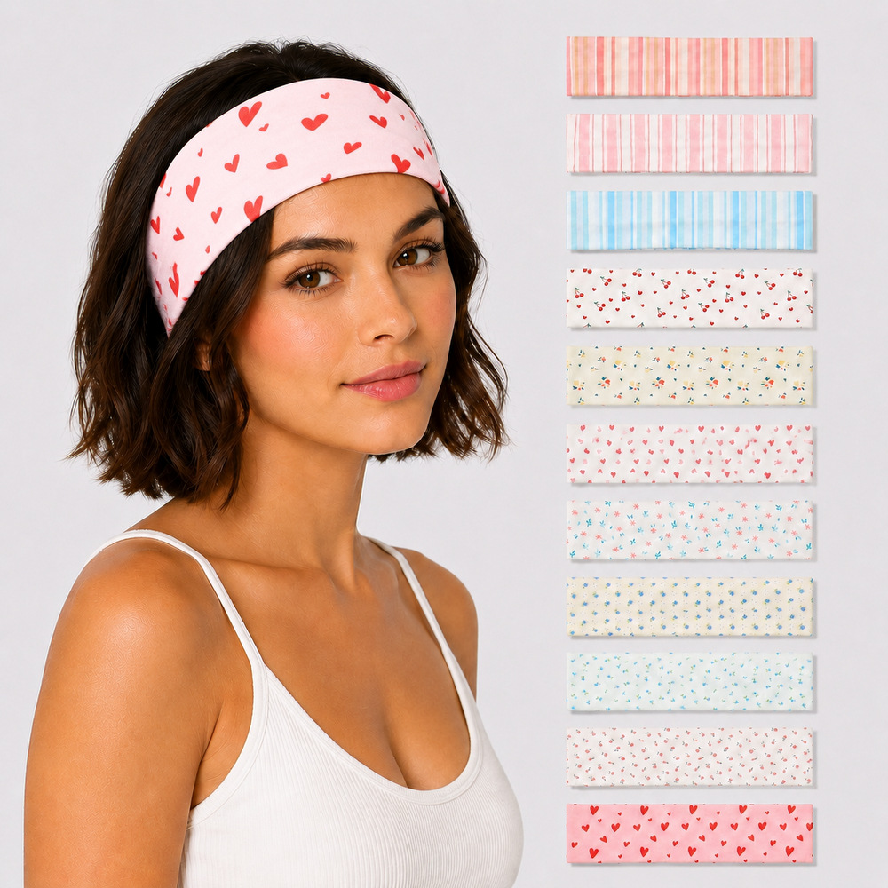 Fresh and Lovely Floral Wide-Brimmed Headband, High-Elastic Skin-Friendly Fabric Hairband, Versatile for Girls' Home Skincare and Sports
