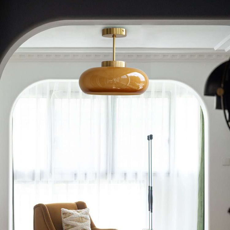 Retro Brass Japanese Medieval Glass Chandelier Entry Bathroom Balcony Bedroom Restaurant Bar Scandinavian Ceiling Lamp