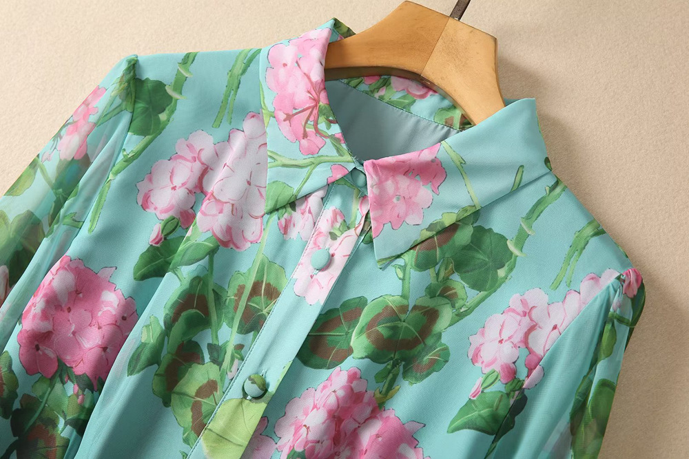 0701-06 荷叶印花连衣裙SXXLS肩宽36胸86腰68