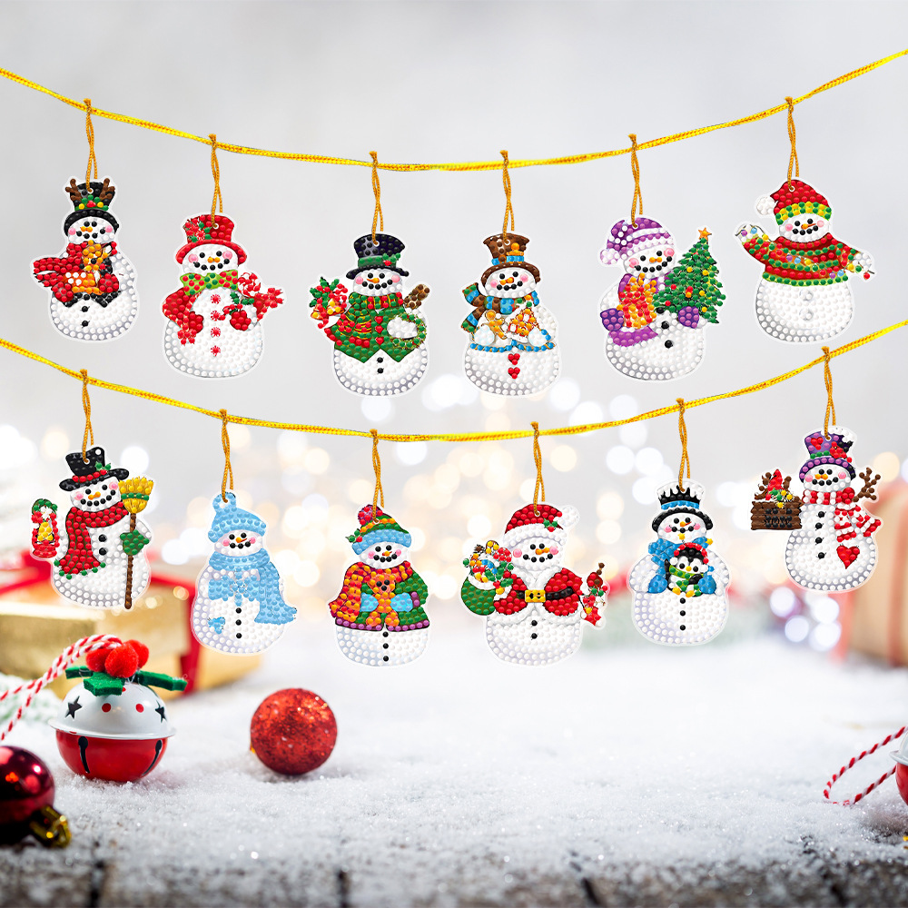 Diamante transfronterizo dibujos animados hechos a mano DIY Navidad colgar adornos de pared perforación decoración pintura de diamante fábrica directa