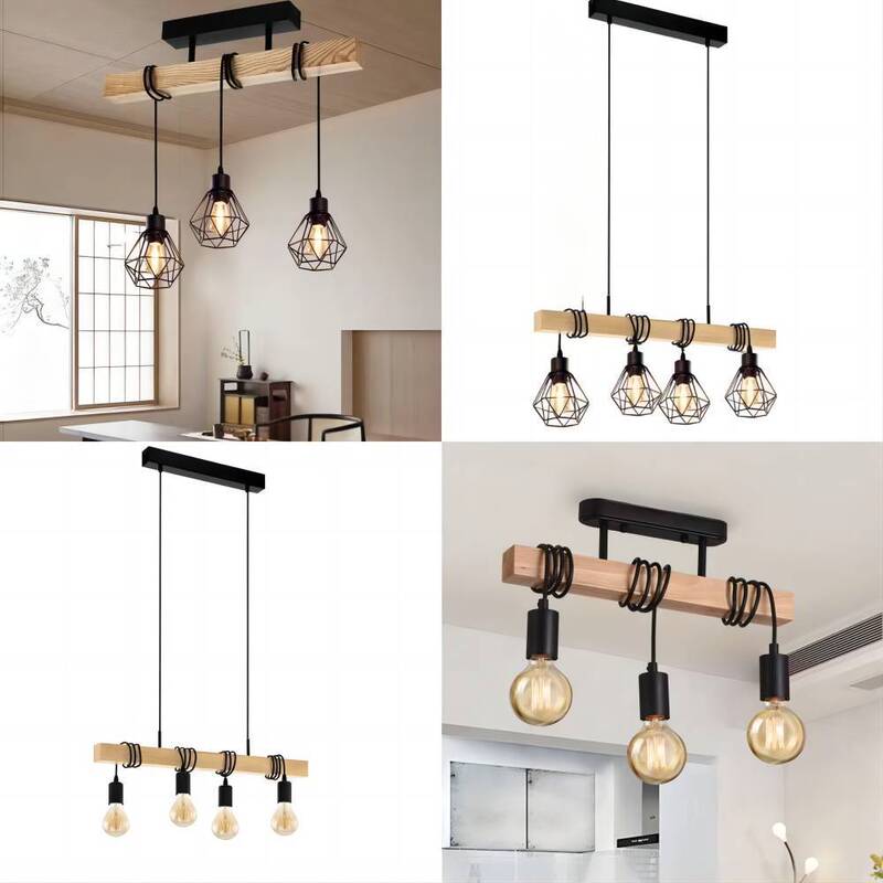 Log Restaurant Bar Long Chandelier Loft Industrial Style Nordic Cafe Shop Tea Room Three-head Art Chandelier