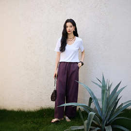 【软糖】背标短袖圆领/U领T恤100%棉夏季新款慵懒休闲纯色上衣