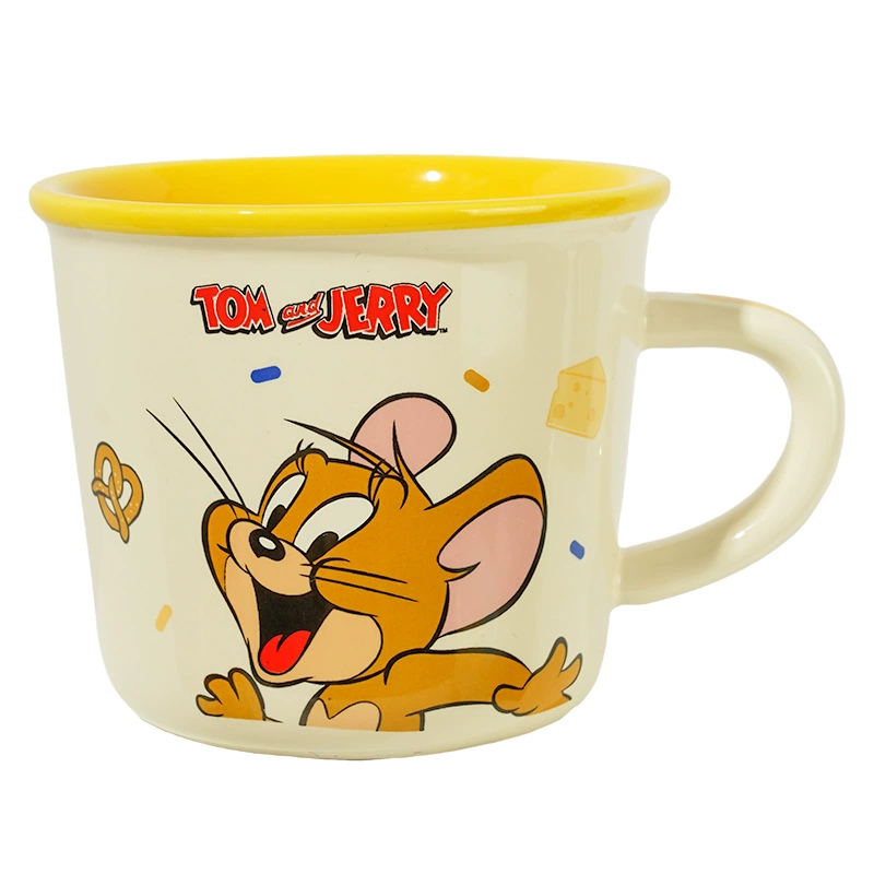 Керамическая кружка (Tom and Jerry), 330 мл, мультяшный дизайн, цветной ободок
