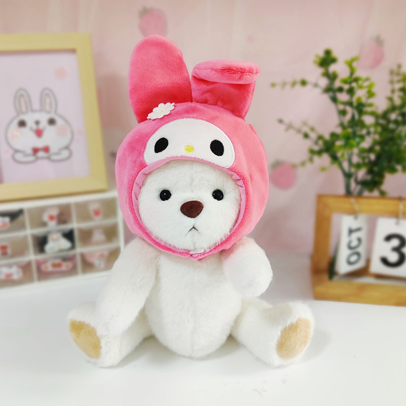 Medio Lina conjunto oso muñeca suéter traje Panda suéter + Panda sombrero cerveza CAMBIO DE MUÑECA