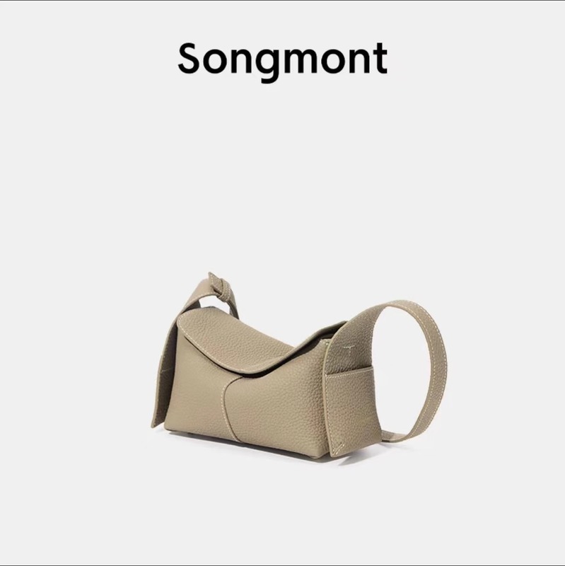 春夏头层牛皮通勤斜挎hobo包Songmont山下有松挂耳系列mini屋檐包|undefined