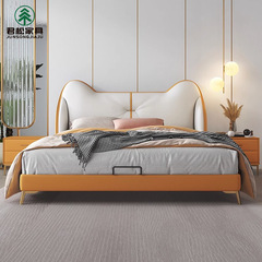 兒童床女孩小戶型主臥輕奢儲物青少年簡約男孩床1.5米實木真皮床